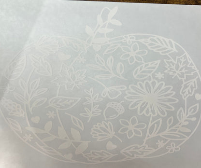 ScreenPrint Transfer Fall Floral Pumpkin, Ready to Press ScreenPrint Transfer, White Ink Screen Print Transfer