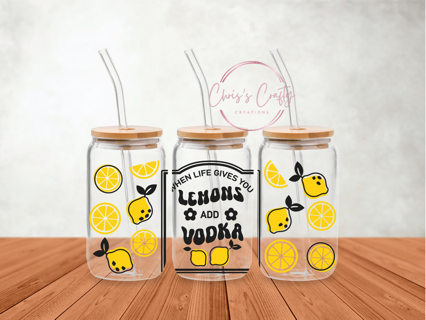 UVDTF Wrap Lemons you Add Vodka 16oz Can Glass, Mug Tumbler, Ready to Apply, Permanent Waterproof Adhesive