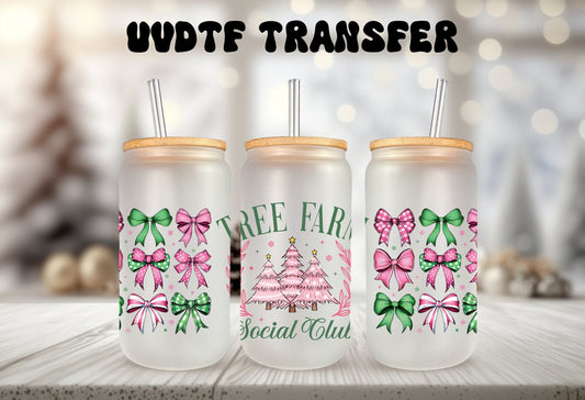 Christmas Tree Wrap – UVDTF Transfer Art with Santa Highland Cow & Coquette Bow Design