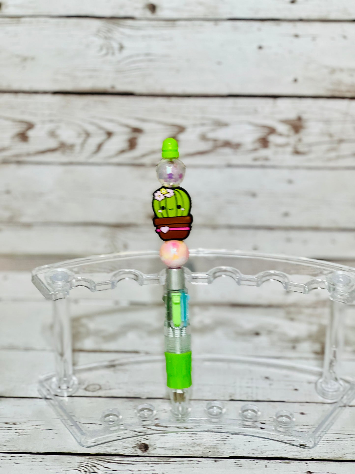 Cute Cactus Beaded Pen, Multicolor Pen Sarcastic Pen, Fun Pens Acrylic Beads, Custom Pen, Retractable Ink Pen, Graduation