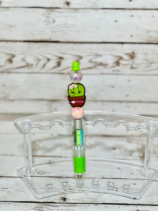 Cute Cactus Beaded Pen, Multicolor Pen Sarcastic Pen, Fun Pens Acrylic Beads, Custom Pen, Retractable Ink Pen, Graduation