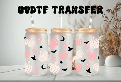 UVDTF Wrap Pastel Pumpkin Witch Hat Bats Flowers Halloween