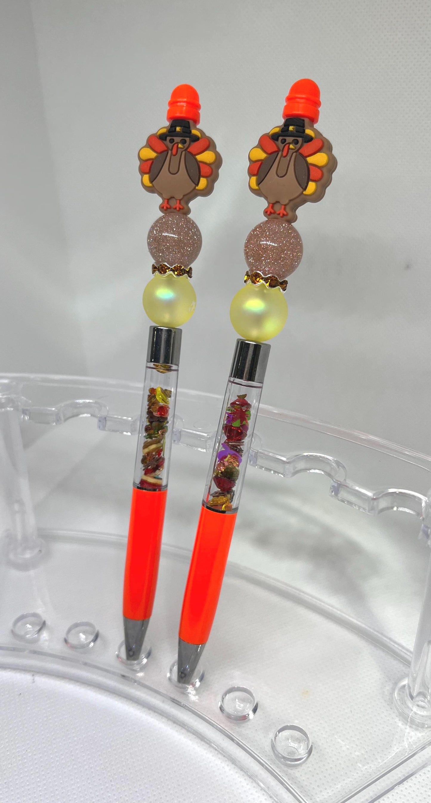 Beaded Pen Shaker Thanksgiving Turkey Ink Pen, Fall Pen, Nurse Gifts, Teacher Gifts, Graduation Gifts, Gifts for Her, Retractable Pen