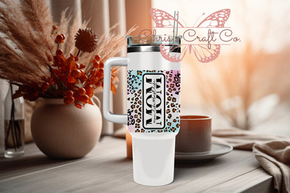 UVDTF Wrap Leopard Mom 16oz Can Glass Mug Tumbler, Mom Life Best Life, Ready to Apply, Permanent Waterproof Adhesive, Mom Gift