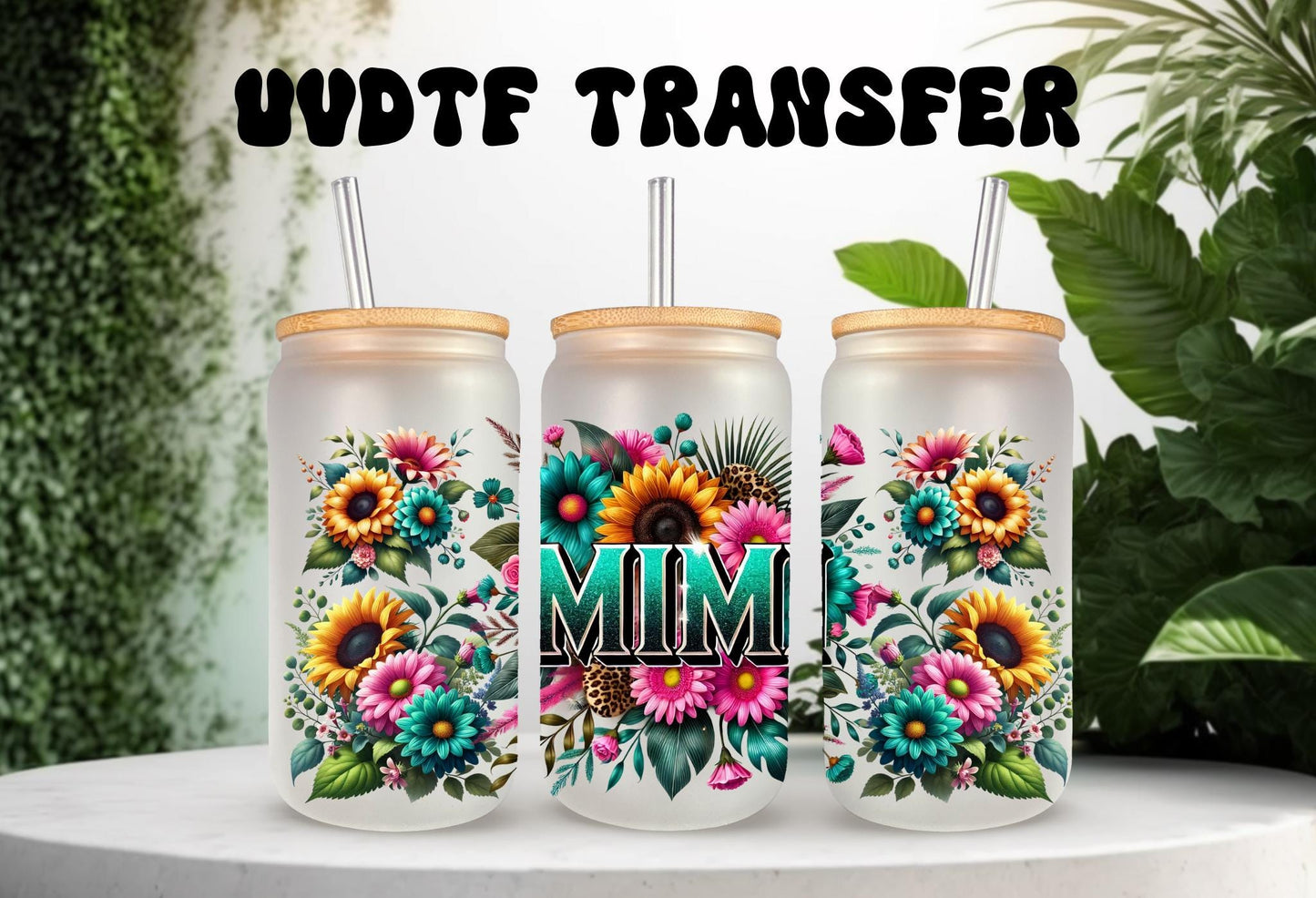 16oz Can Glass Wrap – Floral Cup Tumbler Wrap with Permanent Waterproof Adhesive