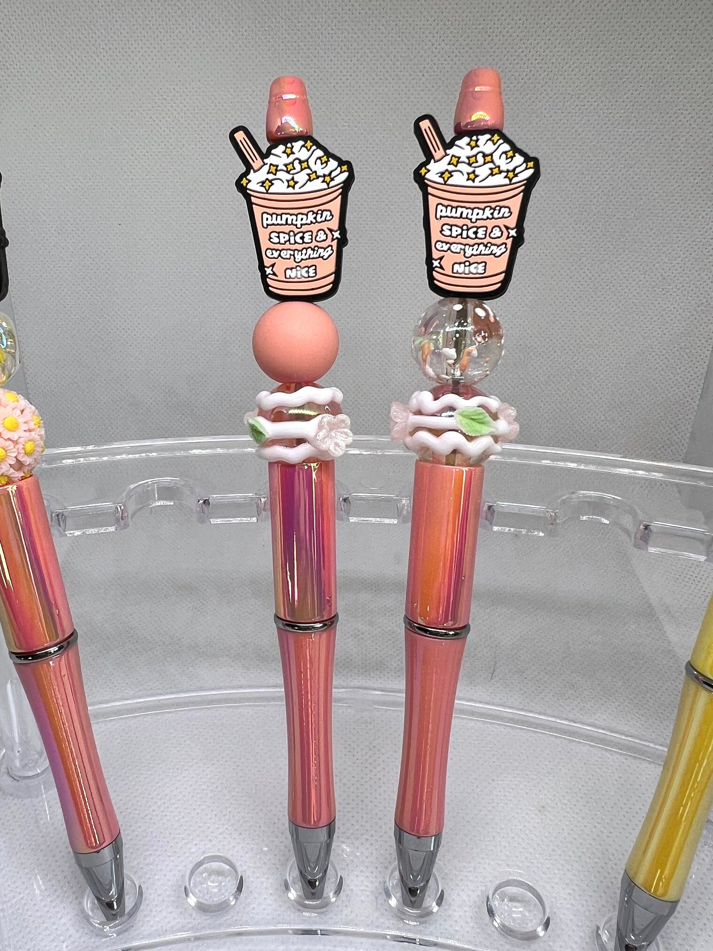 Pumpkin Spice Beaded Pen Everything Nice, Fun Pens Acrylic Beads, Custom Pen, Retractable Ink Pen, Gifts for her, Gifts for Teacher,