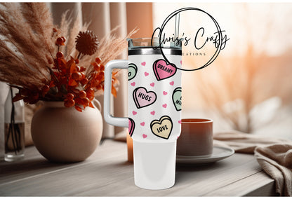 UVDTF Wrap Valentines Conversation Hearts 20oz Can Glass Mug Tumbler, Heart Wrap, Ready to apply, Permanent Waterproof Adhesive