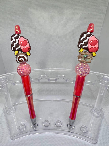 Beaded Pen Ice Cream Summer, Fun Pens Acrylic  Beads, Beaded Pen, Retractable Ink Pen, Graduation Gift, Nurse Gift, Teacher Gift