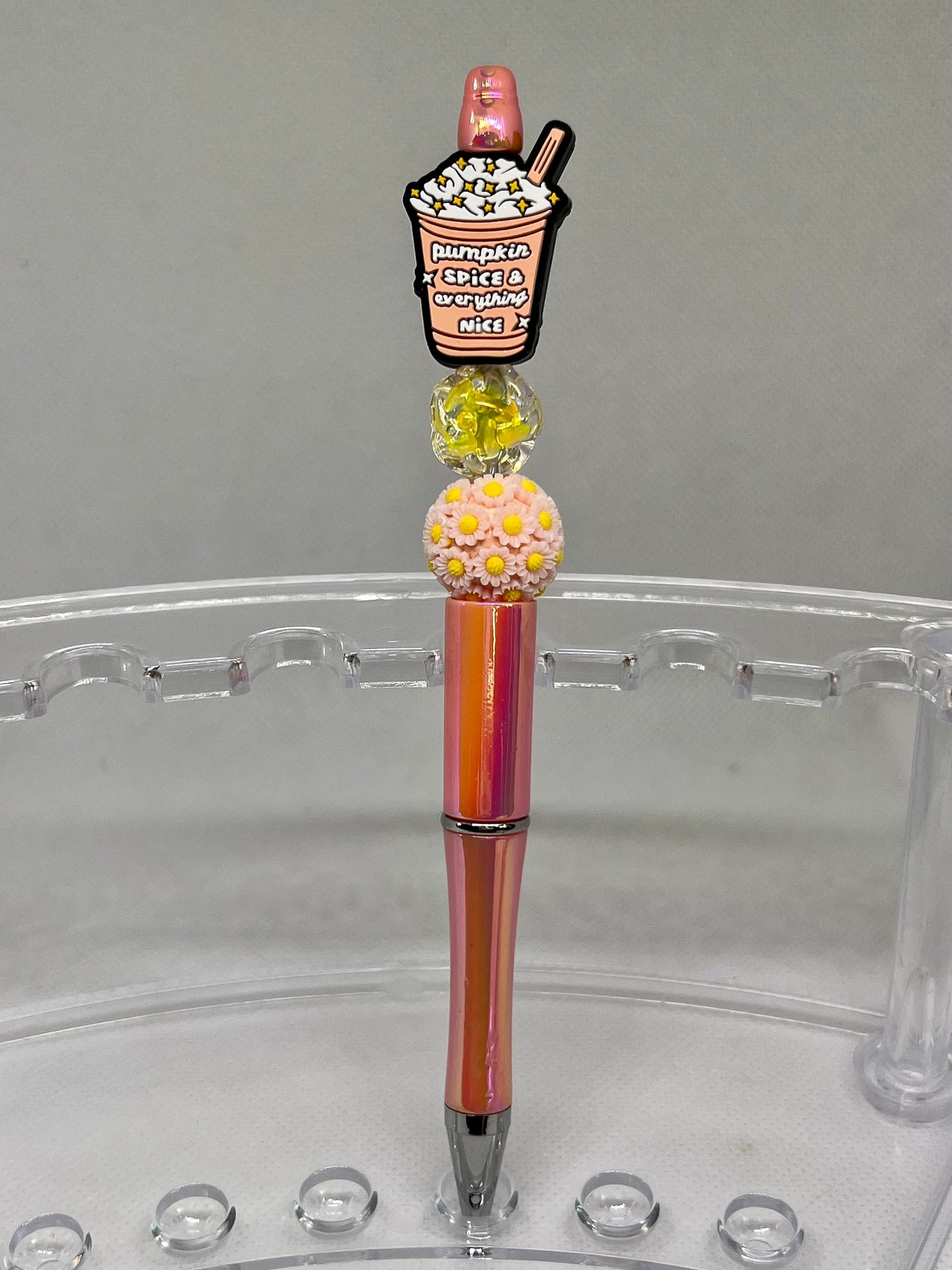 Pumpkin Spice Beaded Pen Everything Nice, Fun Pens Acrylic Beads, Custom Pen, Retractable Ink Pen, Gifts for her, Gifts for Teacher,