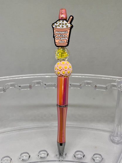 Pumpkin Spice Beaded Pen Everything Nice, Fun Pens Acrylic Beads, Custom Pen, Retractable Ink Pen, Gifts for her, Gifts for Teacher,