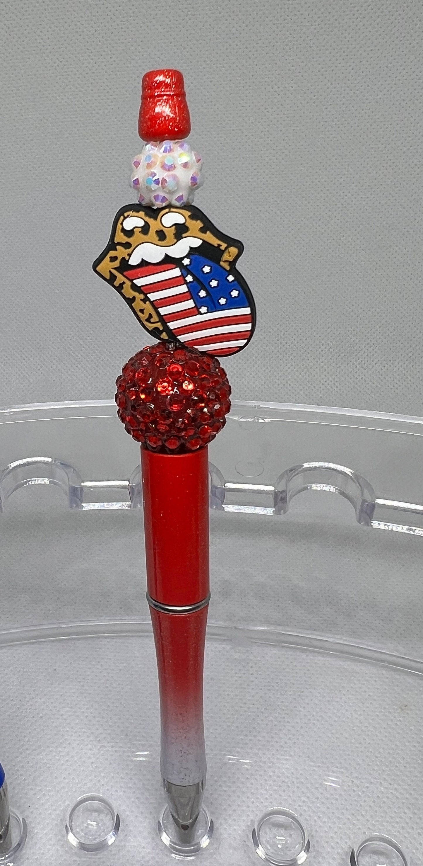 America Paw Print, Tongue, Cow Beaded Pen, Fun Pens Acrylic Beads, Custom Pen, Retractable Ink Pen, Gifts