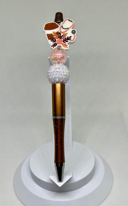 Nurse Beaded Pen Stethoscope Iced Coffee,  Funny Pen, Retractable Ink Pen, Graduation Gift, Nurse Gift, Gifts for Her, Gifts for Him