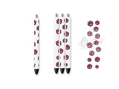 UVDTF Pen Wrap Pet Cat Dog Paws, Ready to apply, Permanent Waterproof Adhesive