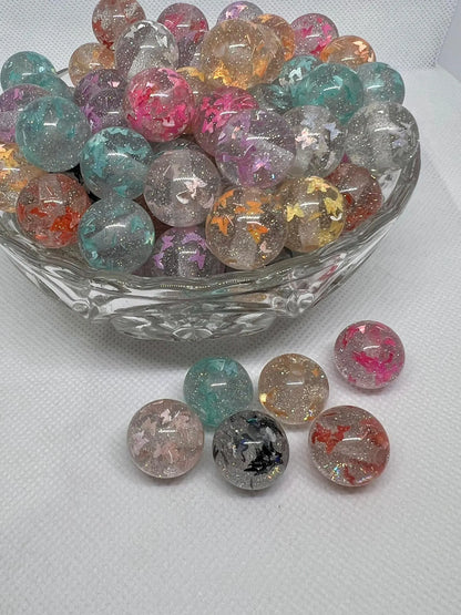 Acrylic Beads 16mm Fancy Glitter Butterfly, Acrylic Gumball Beads in Bulk, 16mm Beads, 16mm Bubble Gum Beads, DIY ideas