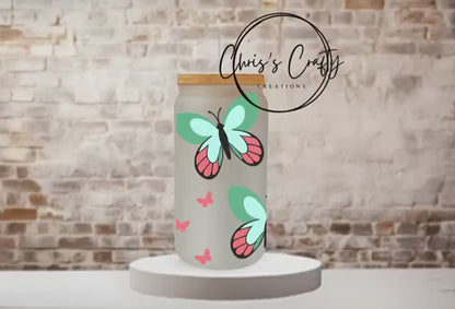 UV DTF Cup Wrap - Waterproof Butterfly Cup Sticker with Permanent Adhesive for 16 oz Glass & 20 oz Can