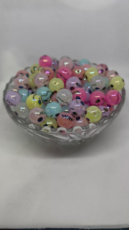 Acrylic Beads 16mm Pastel Skeleton Beads, Acrylic Gumball Beads in Bulk, 16mm Beads, 16mm Bubble Gum Beads, DIY ideas