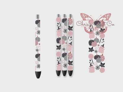 UVDTF Pen Wrap Pink Ghost, Halloween Pen Wrap, Permanent Adhesive Waterproof, Ready to apply