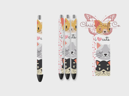 Cat Love UVDTF Pen Wrap: Permanent Adhesive Waterproof