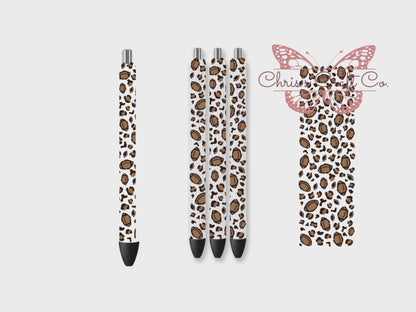 UVDTF Pen Wrap Football Leopard Print, Permanent Adhesive Waterproof, Ready to apply