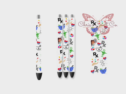 UVDTF Pen Pharmacy Tech, Pharmacist Wrap, Ready to apply, Permanent Waterproof Adhesive