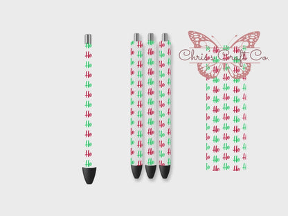 UVDTF Pen Wrap Ho Ho Ho, Christmas Design, Ready to Apply, Permanent Waterproof Adhesive
